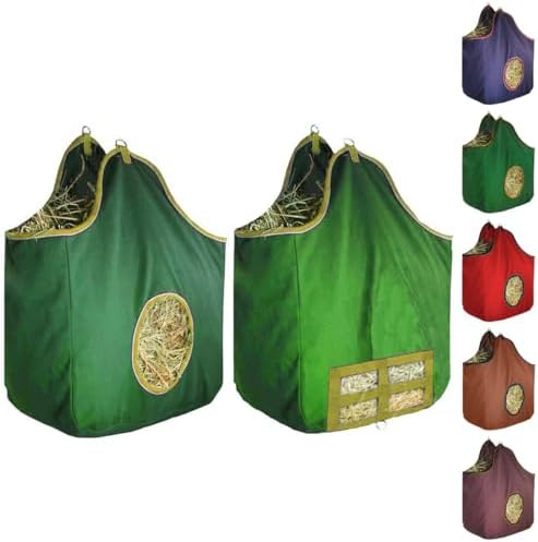 Derby Originals Large 24 OZ Canvas Horse Hay Bag 2 Sided Combo Design X Wide Gusset and 6 Month Warranty