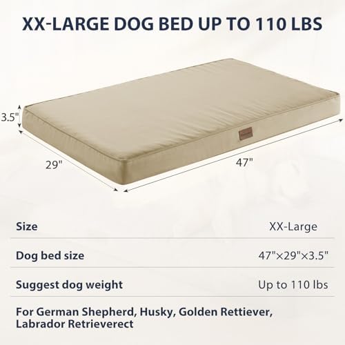 BFPETHOME Outdoor Waterproof Dog Bed for Large Dogs, Washable Cover, 47"