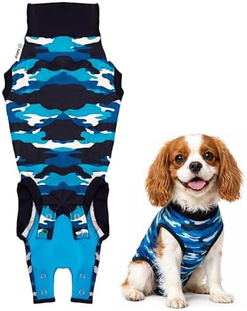 Suitical Recovery Suit for Dogs - Post-Surgery Suit with Hold-Up System - Breathable Cone-Free Option for Spay, Neuter, Skin Issues - XS Camouflage - Neck to Tail 15.7-17. Inches, 18-24 Inches Chest