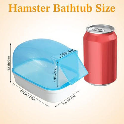 Hamiledyi Hamster Bathtub Dwarf Hamster Bathroom Sand Bath Container Sauna Room Plastic Sand Bath Box House for Gerbils Mice or Other Small Pets Animals(Blue,Small Size)