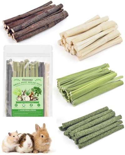 Bissap 60PCS Rabbit Chew Sticks, Natural Mix Molar Treat for Small Animals