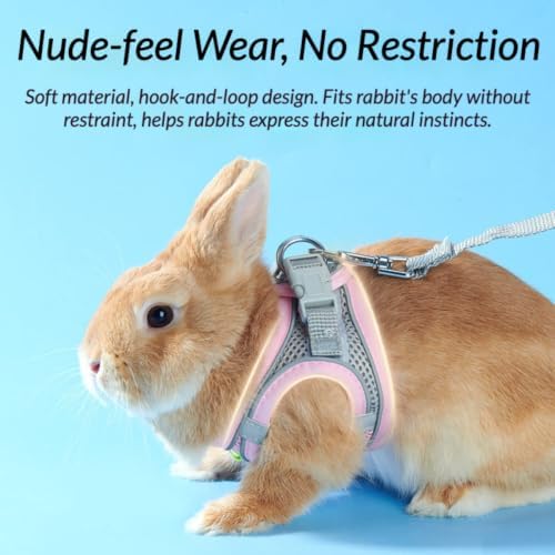 Escape Proof Rabbit Harness and Leash Set Breathable Mesh Vest (Yellow,L)