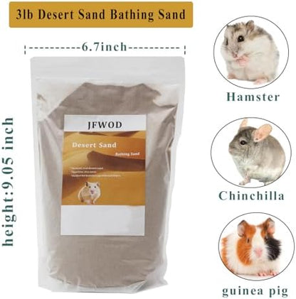 Hamster Bath Sand, 3lb Dust Free Desert Sand or Potty Litter Sand for Hamster Chinchillas Gerbil Syrian Mice Small Animals(Beige)