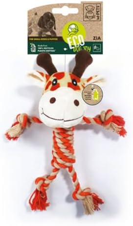 M-PETS Terra ECO Dog Toy – Squeaky Plush Dog Toy Made from Recycled Plastic Bottles, Soft & Durable Eco-Friendly Dog Toy (ZIA, Orange)