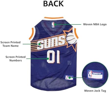 NBA PHOENIX SUNS DOG Jersey, Large - Tank Top Basketball Pet Jersey