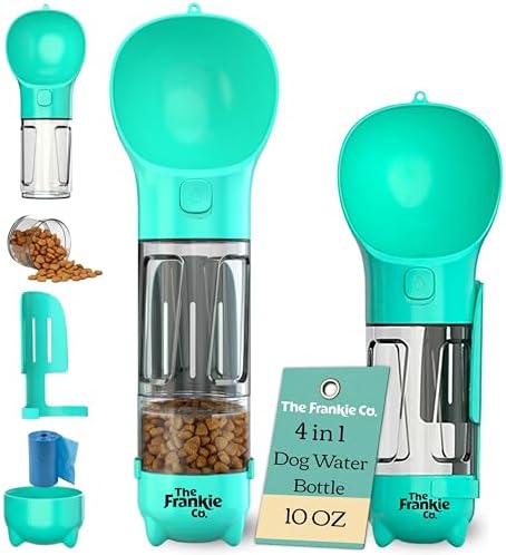 4 in 1 Dog Water Bottle Portable, Leakproof Travel Pet Water Bottle 10oz