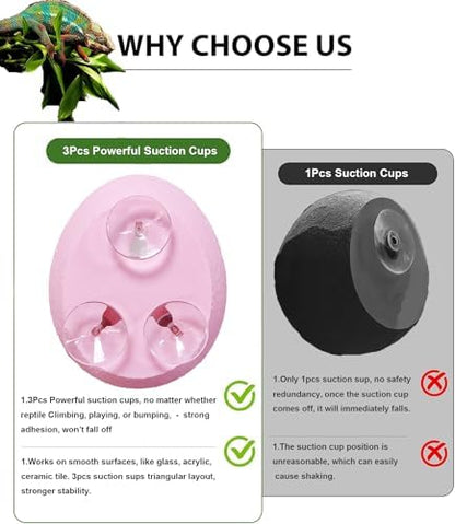Woyrise Reptile Hide Cave Plastic Egg Shape Hideout, Gecko Hide with Strong Suction Cups Climbing Toys Reptile Shelter Sleeping Cave for Arboreal Reptiles, Frogs, Spiders Terrarium Decor - Pink