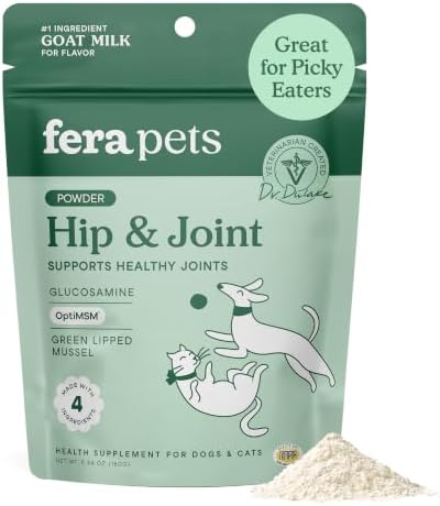 Fera Pets Cat & Dog Joint Supplement - Goat Milk Powder Topper, 60 TSP