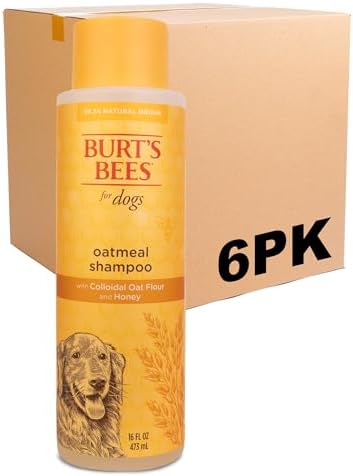 Burts Bees for Pets Oatmeal Dog Shampoo with Honey, 16 Fl Oz, 6-Pack