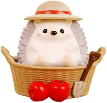 Light Gray Hedgehog Pen Holder, Cute Resin Basket Desk Decor