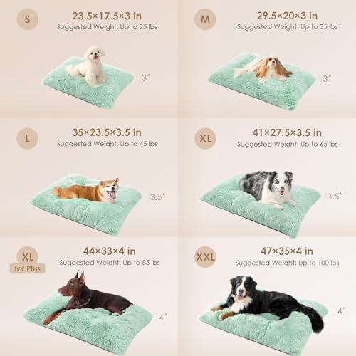 EHEYCIGA Fluffy Dog Crate Bed for Medium Dogs, Plush Crate Pad, Apple Green