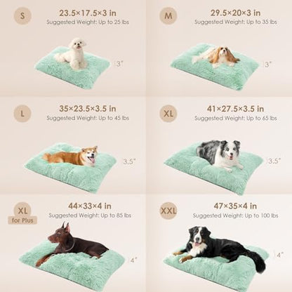 EHEYCIGA Fluffy Dog Crate Bed for Medium Dogs, Plush Crate Pad, Apple Green