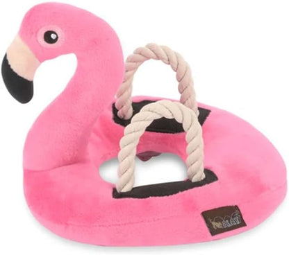 P.L.A.Y. Plush Dog Toys - Tropical Paradise Summer Pool Themed Durable Squeaker Chew Toy, Great for Puppies & All Size Dogs, Machine Washable (Flamingo Float)
