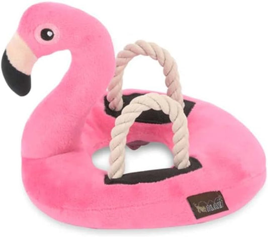 P.L.A.Y. Plush Dog Toys - Tropical Paradise Summer Pool Themed Durable Squeaker Chew Toy, Great for Puppies & All Size Dogs, Machine Washable (Flamingo Float)