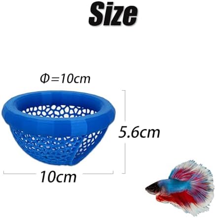 Aquarium Floating Betta Fish Skins, Betta or Shrimp Feeder, Cave and Hammock, Small Fish Feeding Rings, Aquarium Hiding Feeding Decorative Accessories (Blue)