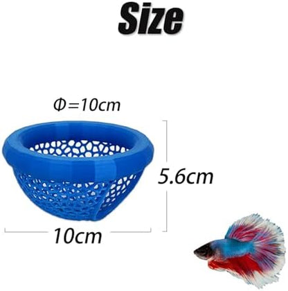 Aquarium Floating Betta Fish Skins, Betta or Shrimp Feeder, Cave and Hammock, Small Fish Feeding Rings, Aquarium Hiding Feeding Decorative Accessories (Blue)