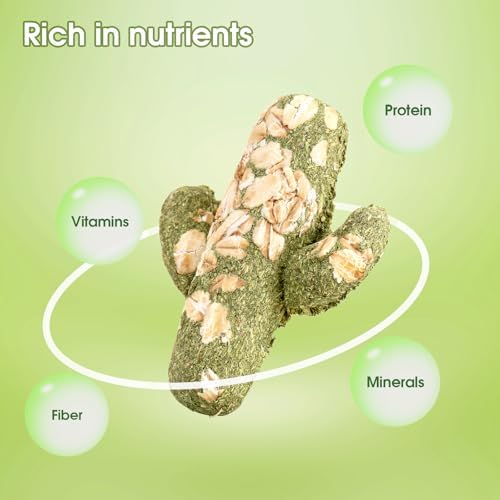 Abizoo Rabbit Chew Toys 9 Pack, Natural Timothy Hay Oat Bunny Treats Snacks