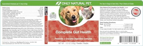 Only Natural Pet Complete Gut Health Complex - Probiotics & Digestive Enzyme Supplement for Dogs & Cats - Promotes Healthy Digestion, Immune System, Nutrient Absorption -3.5oz Powder (Pack of 2)
