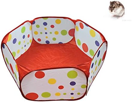 WishLotus Small Animal Playpen, Portable Outdoor Pet Exercise Fence Pop-Up Metal Wire Yard Fences, Foldable Pet Tent Play Pen for Guinea Pig, Hamster, Chinchillas and Hedgehogs, Rabbits (Red)