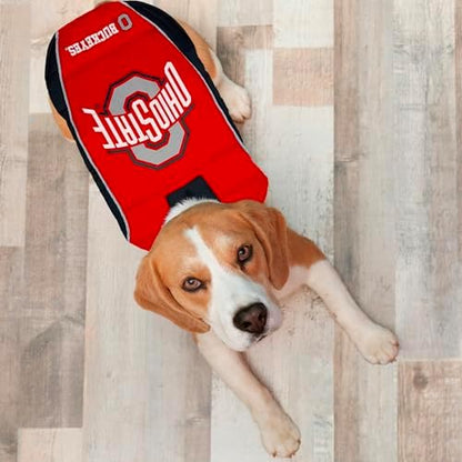 NCAA Ohio State Buckeyes Puffer Vest for Dogs & Cats, Size Large. Warm, Cozy, and Waterproof Dog Coat, for Small and Large Dogs/Cats. Best NCAA Licensed PET Warming Sports Jacket