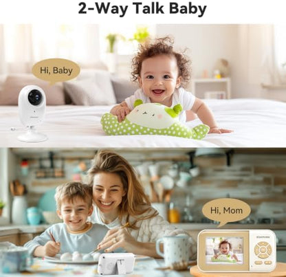 ebemate WiFi Video Baby Monitor with 2 Camera,2.8" Display with 1500Ft Long Range,WiFi On/Off,1080P No Glow Night Vision,2-Way Talk Baby Cam Monitoring EBS28-2