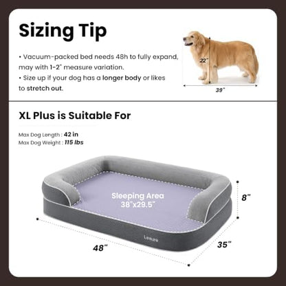 LE SURE RealOrtho™ XL Plus 3-Layer Orthopedic Extra Large Dog Bed,48" Black