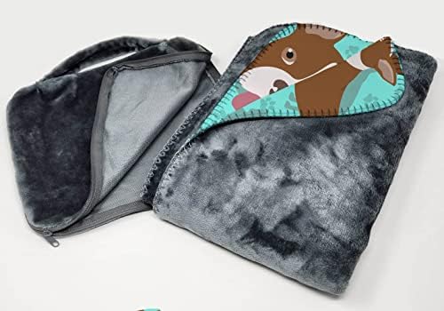 Caroline's Treasures MLM1045TBLT Red Boston Terrier Soft Travel Blanket with Bag Airplane Blanket, Indoor Outdoor Camping Blanket for Traveling, Picnics, Beach Trips, Concerts