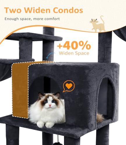ABCPET 68" Multi-Level Large Cat Tree Tower for Indoor Cats, Grey