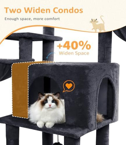 ABCPET 68" Multi-Level Large Cat Tree Tower for Indoor Cats, Grey