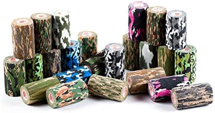 24 Pack Premium Vet Wrap - Self Adhesive Bandage Wrap & Athletic Tape - 4" x 5 Yards Elastic & Self-Sticking Cohesive Bandage for Pets, Sports, Wrists & Ankles - Assorted by Prairie Horse Supply