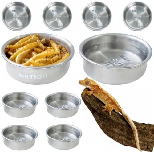 Gecko Food Water Feeding Cups,Stainless Steel 304 Metal,10 pcs,0.5oz