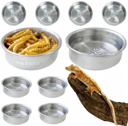 Gecko Food Water Feeding Cups,Stainless Steel 304 Metal,10 pcs,0.5oz