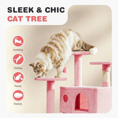 54 Inch Cat Tree Tower with Natural Sisal Scratching Post