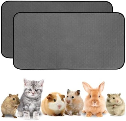 2 Pack Guinea Pig Cage Liners, Washable Guinea Pig Pee Pads Waterproof Reusable & Anti Slip Guinea Pig Bedding Fast and Super Absorbent Pee Pad Tarp Bottom for Small Animals (Dark Grey 24" X 47")