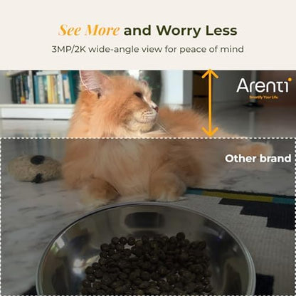 ARENTI Automatic Cat Feeder with Camera, 4L Auto Cat Food Dispenser for Cats, Smart WiFi Pet Feeder with App, 2K HD Two-Way Audio Meal Call, Dual Power, Color Night Vision, 2.4GHz/5GHz & Bluetooth