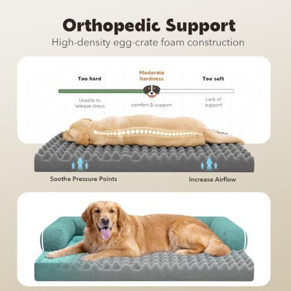 MEKIY Orthopedic Waterproof Jumbo Dog Bed with Bolster for Extra Large Dogs