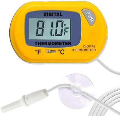SunGrow Reptile Digital Thermometer, 1.5” x 2.3” x 0.5”, Easy to Read Display, Yellow, Battery Not Included, 1-Pack