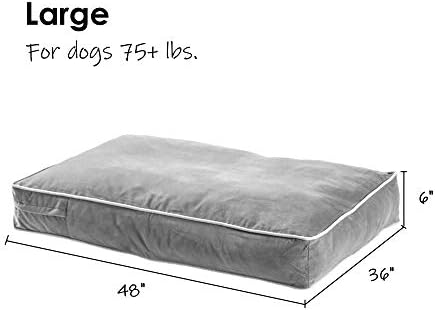 South Pine Porch Buddy Reversible Rectangle Pillow Style Microfiber Dog Bed with Removable, Machine-Washable Cover, Denim, Large (48 in. x 36 in.)