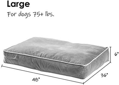 South Pine Porch Buddy Reversible Rectangle Pillow Style Microfiber Dog Bed with Removable, Machine-Washable Cover, Denim, Large (48 in. x 36 in.)