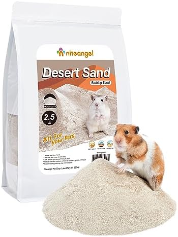 Niteangel Hamster Desert Bath Sand | No-Dust Bath or Potty Litter for Hamsters, Chinchillas, Gerbils, Mice, Degus and Other Small Pets (Desert Sand & Zeolite Particles, 2.5LB/40oz)
