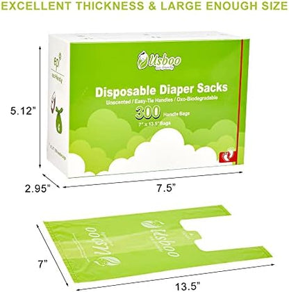 USBOO Disposable Diaper Bags, 300 Count, Green