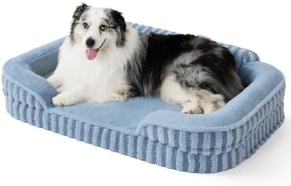 LE SURE Cute Cozy High Back Orthopedic XL Dog Bed with Sides,42" Blue
