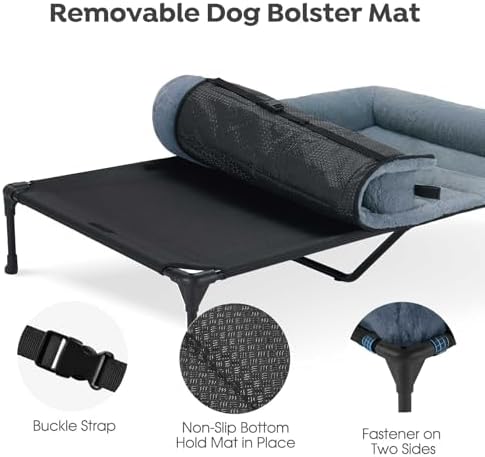 Veehoo Elevated Dog Beds Large Sized Dog with Fluffy Plush Bolster Cushion