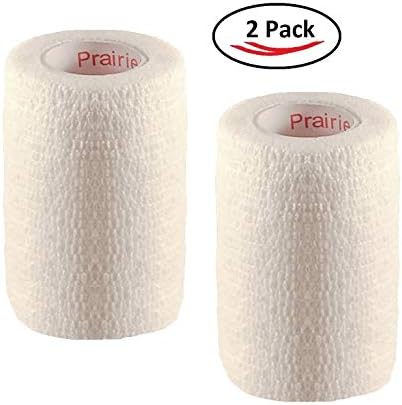 Vet Tape (White) (2 Pack) (3 Inch x 15 feet) Self Adhesive Adherent Adhering Cohesive Flex Self Stick Bandage Grip Roll Dog Cat Pet Horse