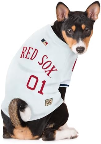 MLB Boston RED SOX Vintage Throwback Jersey for Dogs & Cats in Team Color. Comfortable Polycotton Material, Extra Small