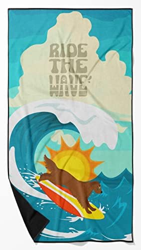 Caroline's Treasures MLM1227TWL3060 Surfer Dog Mahogany Golden Retriever Premium Beach Towel Oversized Towel Beach Blanket, Pool, Beach Essentials, Yoga, Premium Bath Towel, Quick Dry Plush