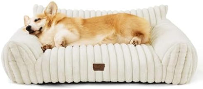 Bedsure ComfyFleece™ Shown on TV Cute Dog Couch for Medium Dogs,36in Cream