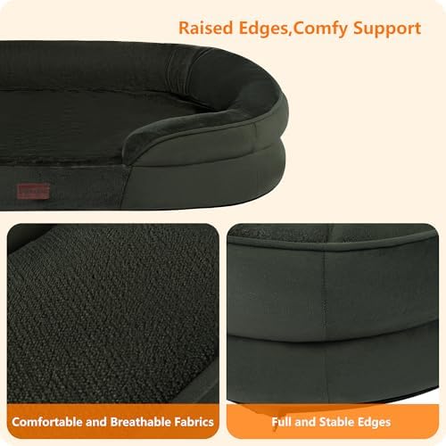 Dwanton Orthopedic Waterproof X-Large Dog Bed Sofa, Gel Memory Foam, 45"