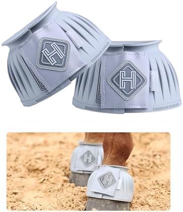Harrison Howard Rubber Bell Boots for Horses, Hoof Overreach Protection for Horses, w/Upgraded Leather Touch Tape