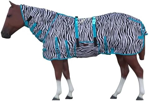 HILASON Horse Fly Sheet UV Protect Zebra Turquoise 69 in